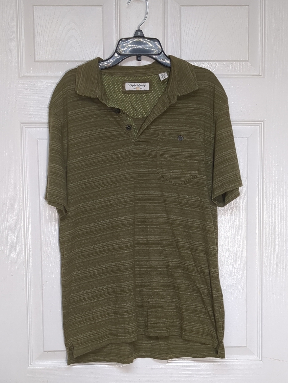 English Laundry Olive Stripe Polo Shirt Size Medium